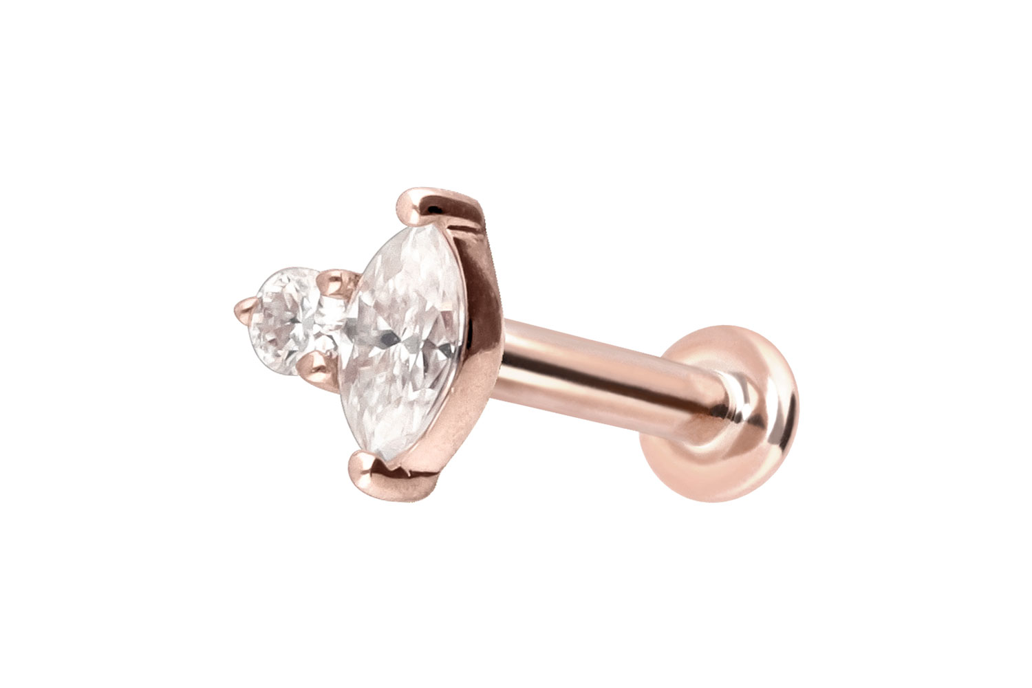 14 Karat Gold Labret Piercing mit Push Fit MOISSANIT-DESIGN